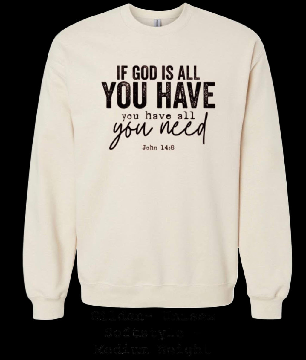 Beige sweatshirt with motivational quote on a black background