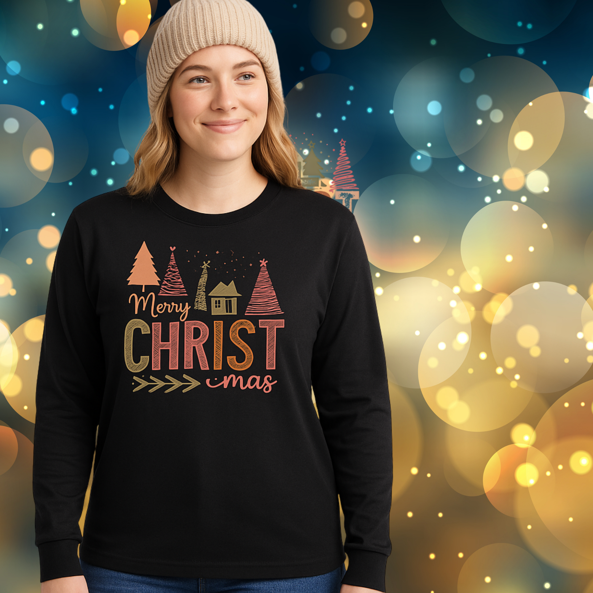 Merry CHRISTmas Long Sleeve Shirt | Christian Christmas Shirt | Faith Holiday Top | Cozy Winter Tee | Christ Centered Apparel